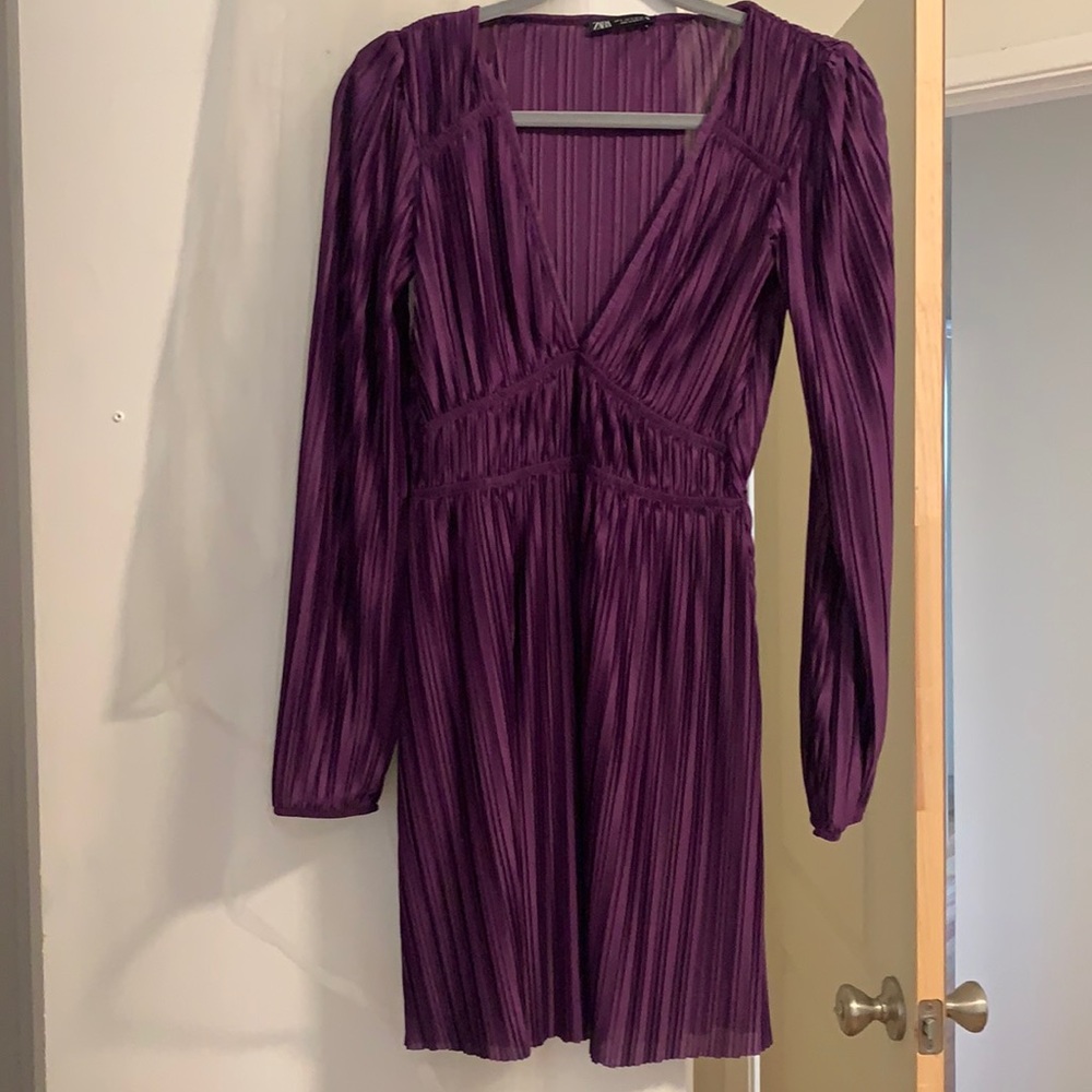 Zara Plisse Dress NWOT purple